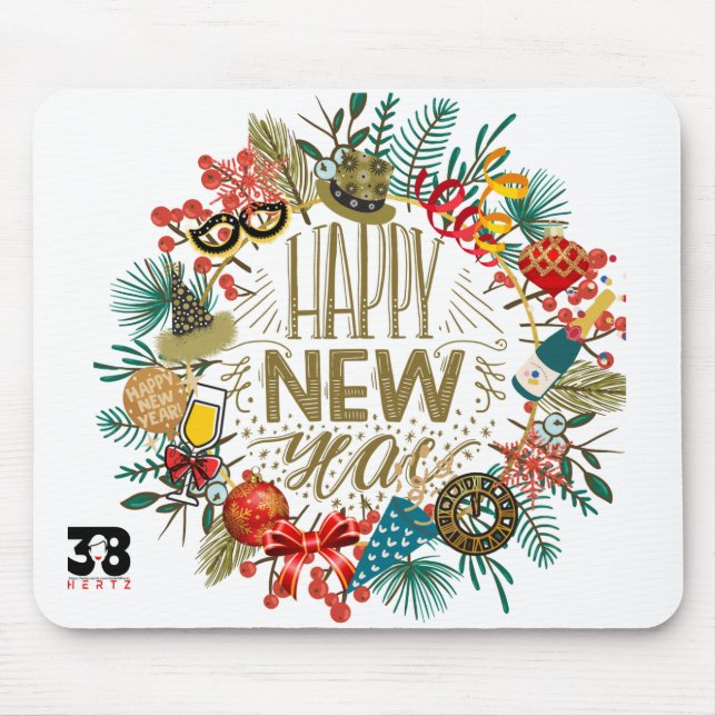 New Year's Wreath Mouse Mat (Front)