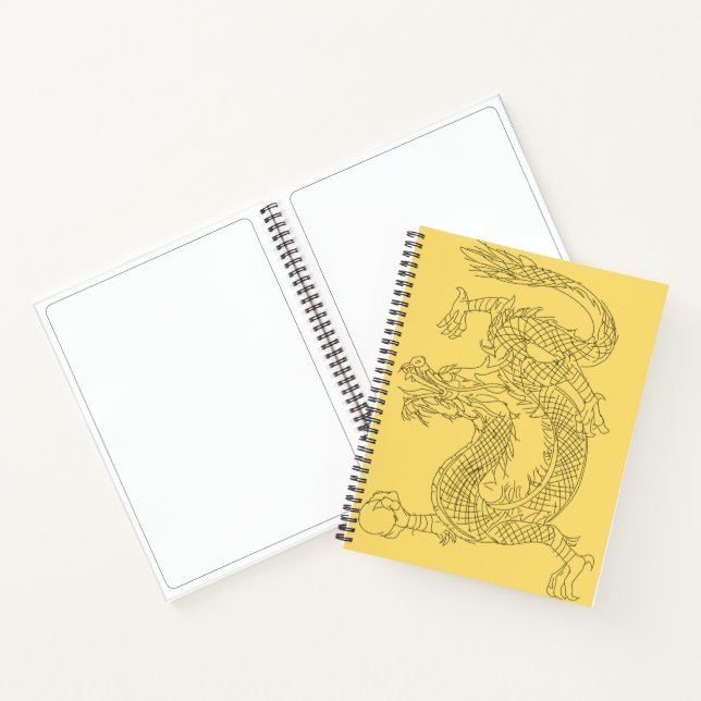 New Yellow Chinese Dragon Sketchbook Notebook (Inside)