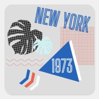 New York 1973 80s Memphis Postmodern Style Square Sticker