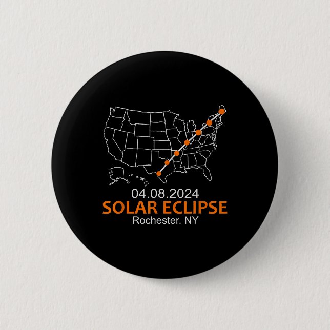 New York 2024 Total Solar Eclipse  6 Cm Round Badge (Front)