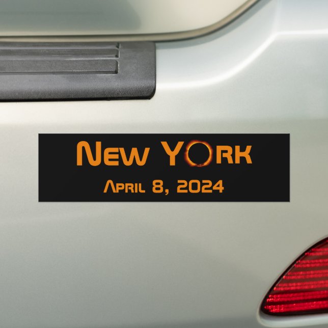 New York 2024 Total Solar Eclipse  Bumper Sticker (On Car)