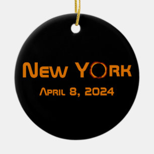 New York 2024 Total Solar Eclipse Ceramic Tree Decoration