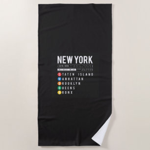 New York 5 Boroughs Beach Towel