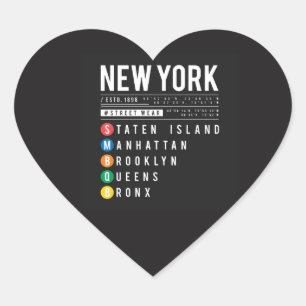 New York 5 Boroughs Heart Sticker