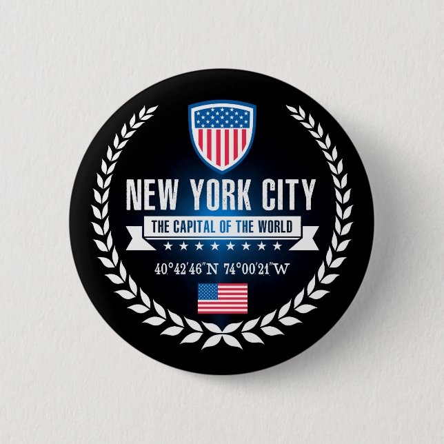 New York 6 Cm Round Badge (Front)