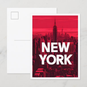 New York America Art Vintage Travel Illustration Postcard