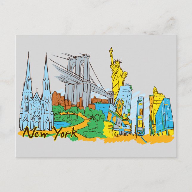 New York, America Famous City Postcard (Front)