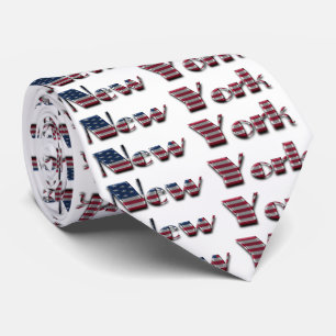 New York American Flag Colors Typography Tie