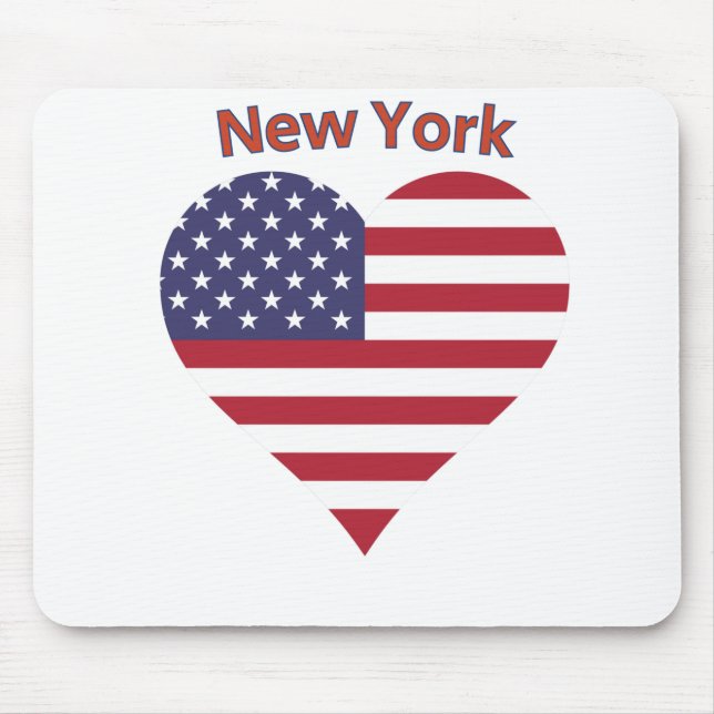 New York American Flag Heart Mouse Mat (Front)