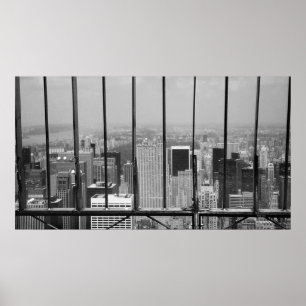 New York and Central Park Black & White Poster