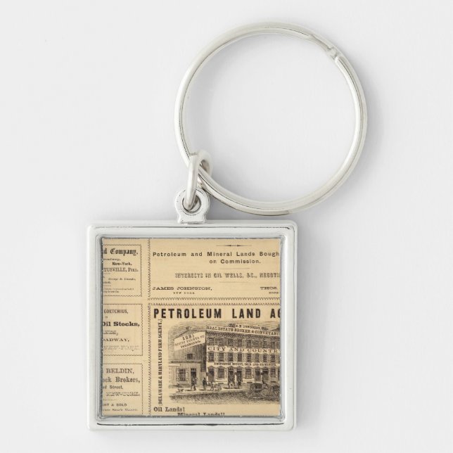 New York and Pennsylvania Oil Advertisements Key Ring (Front)