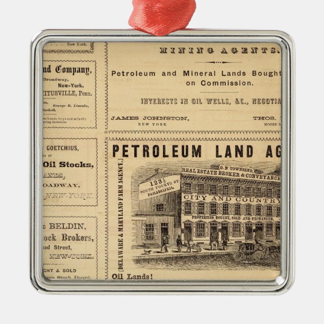 New York and Pennsylvania Oil Advertisements Metal Tree Decoration (Front)