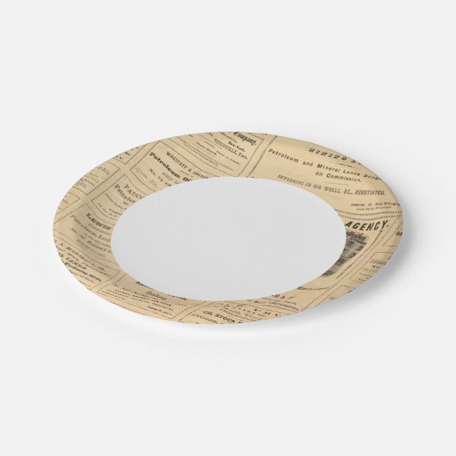 New York and Pennsylvania Oil Advertisements Paper Plate (Angled)
