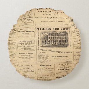 New York and Pennsylvania Oil Advertisements Round Cushion