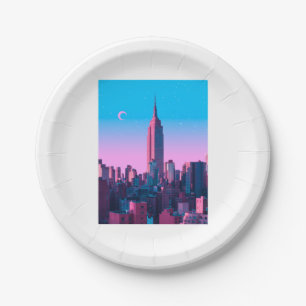 New york anime city  paper plate