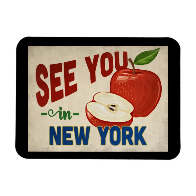 New York Apple - Vintage Travel Magnet (Horizontal)