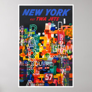 New York Art 1960s Travel Poster New Yorker Gift