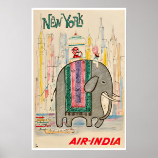New York Art India Travel Poster New Yorker Print