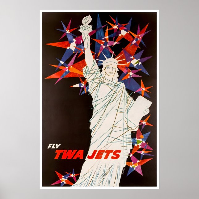 New York Art Statue Of Liberty Print TWA Travel (Front)