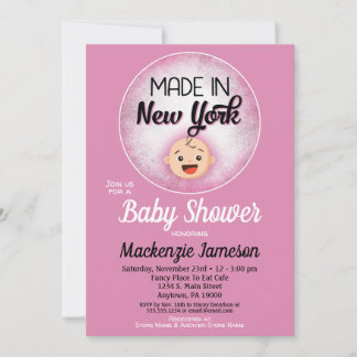 New York Baby Shower Funny Pink Girls Invitation