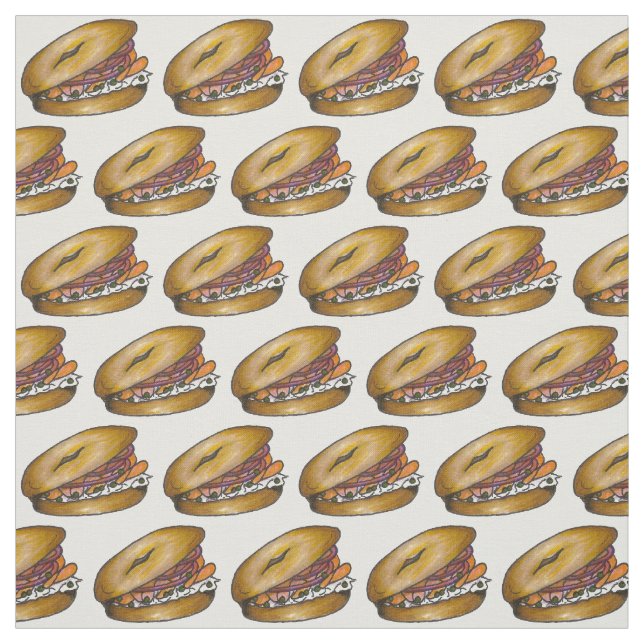 New York Bagel Capers Cream Cheese Lox Onions Fabric (Swatch)