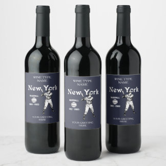 New York Baseball 2023 Retro  Wine Label
