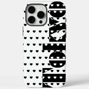 New York Black And White Hearts Pattern iPhone 16 Pro Max Case