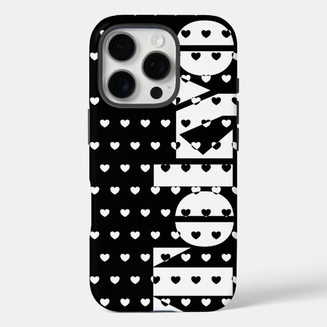 New York Black And White Hearts Pattern Case-Mate iPhone Case (Back)