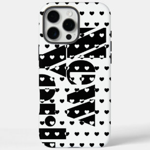 New York Black And White Hearts Pattern iPhone 16 Pro Max Case