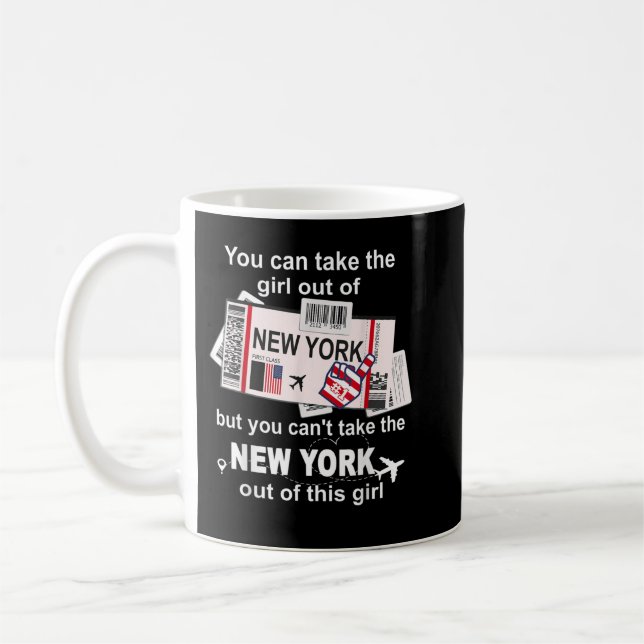 New York Boarding Pass - New York Girl Coffee Mug (Left)