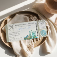 New York Boarding Pass Ticket Wedding Invitation
