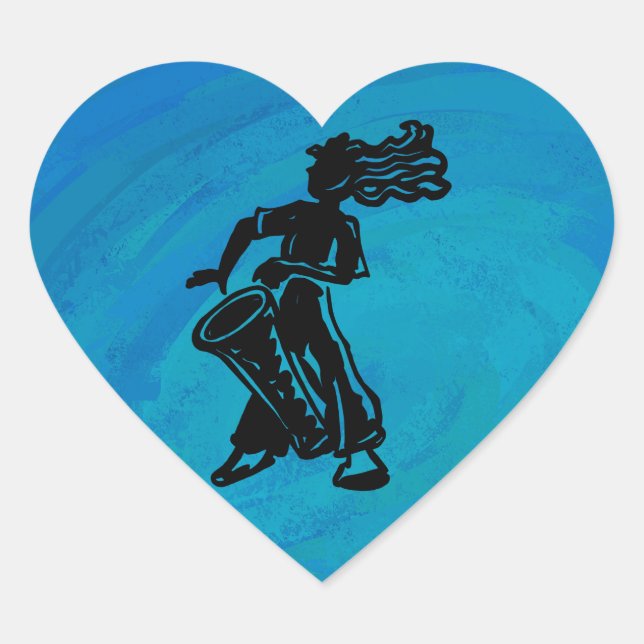 New York Boogie Nights Drum Blue Heart Sticker (Front)