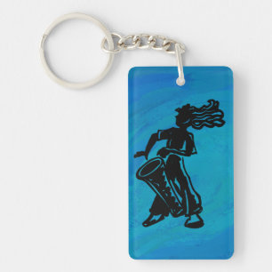 New York Boogie Nights Drum Blue Key Ring