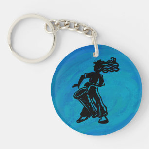 New York Boogie Nights Drum Blue Key Ring