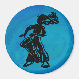 New York Boogie Nights Drum Blue Magnet