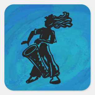 New York Boogie Nights Drum Blue Square Sticker