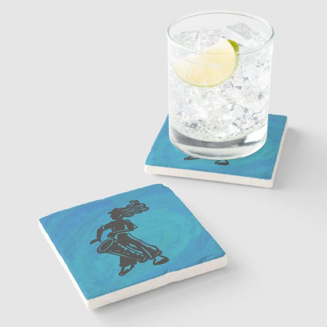 New York Boogie Nights Drum Blue Stone Coaster (Side)