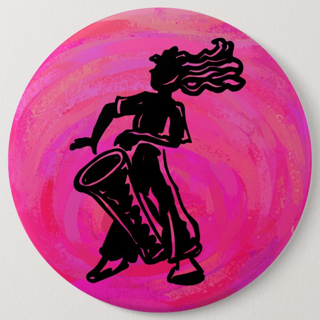 New York Boogie Nights Drum Hot Pink 6 Cm Round Badge (Front)