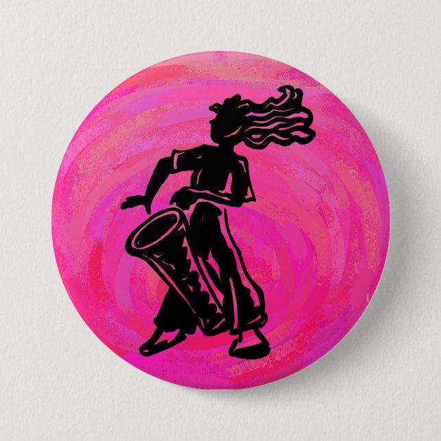 New York Boogie Nights Drum Hot Pink 7.5 Cm Round Badge (Front)