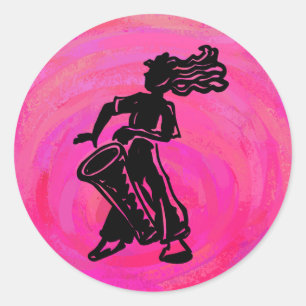 New York Boogie Nights Drum Hot Pink Classic Round Sticker