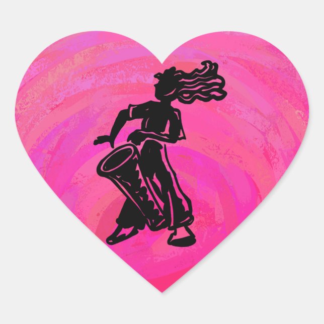 New York Boogie Nights Drum Hot Pink Heart Sticker (Front)