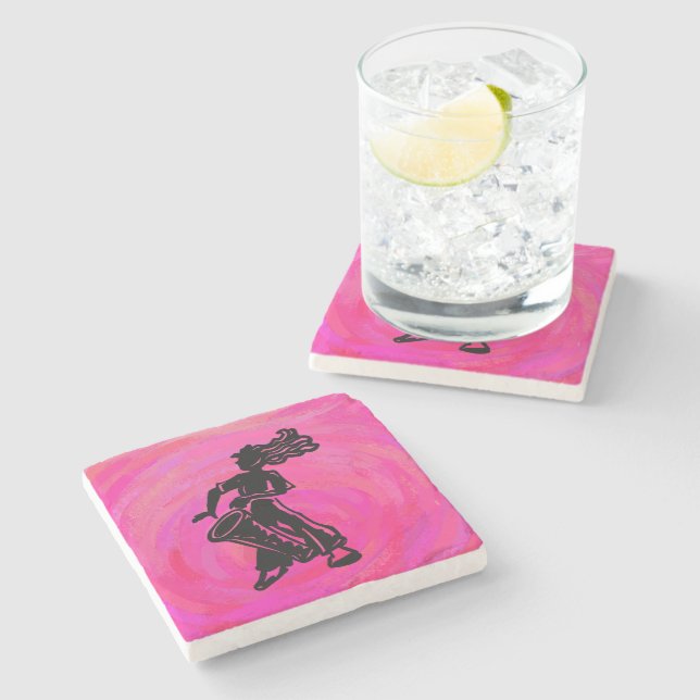 New York Boogie Nights Drum Hot Pink Stone Coaster (Side)