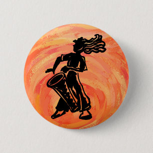New York Boogie Nights Drum Orange 6 Cm Round Badge