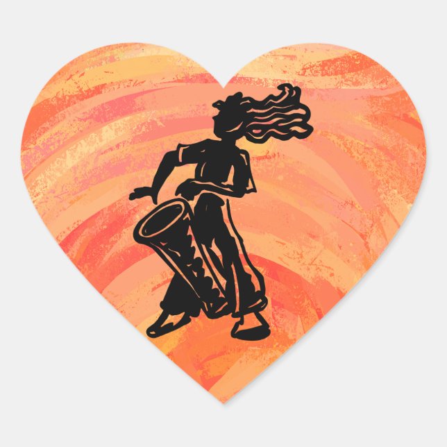 New York Boogie Nights Drum Orange Heart Sticker (Front)