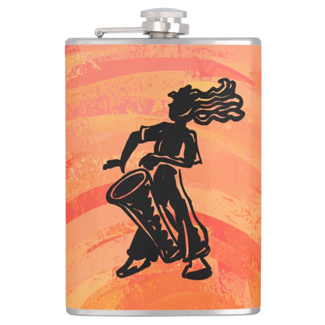 New York Boogie Nights Drum Orange Hip Flask (Front)