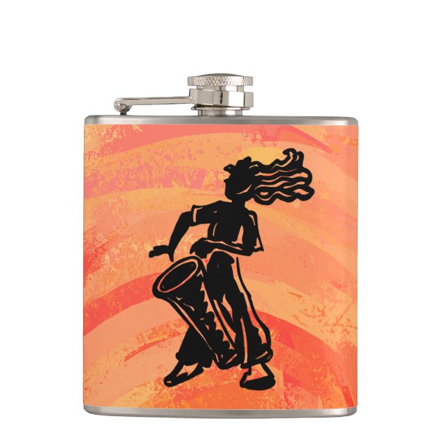 New York Boogie Nights Drum Orange Hip Flask (Front)