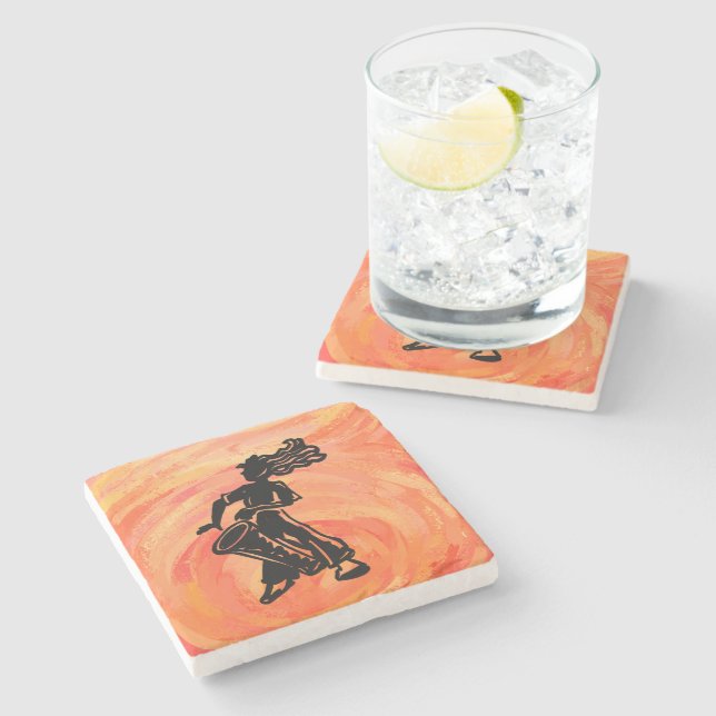 New York Boogie Nights Drum Orange Stone Coaster (Side)