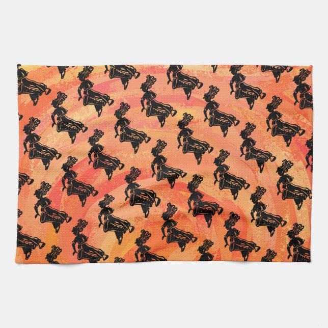 New York Boogie Nights Drum Orange Tea Towel (Horizontal)