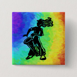 New York Boogie Nights Drum Rainbow 15 Cm Square Badge
