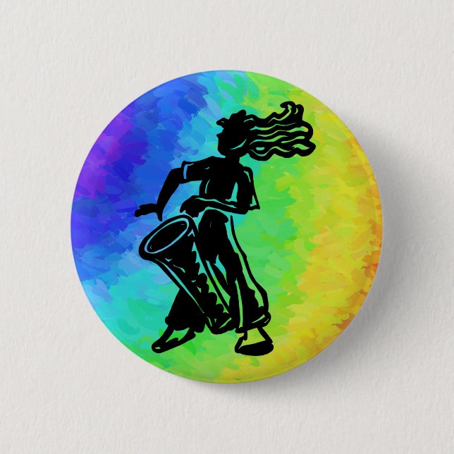 New York Boogie Nights Drum Rainbow 6 Cm Round Badge (Front)